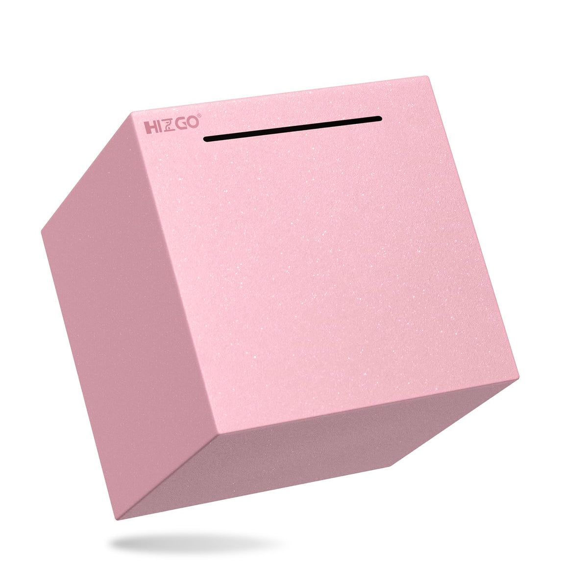 hizgo pink piggy bank front view shows frosted stainless steel for durable saving