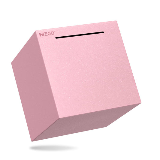 hizgo pink piggy bank front view shows frosted stainless steel for durable saving