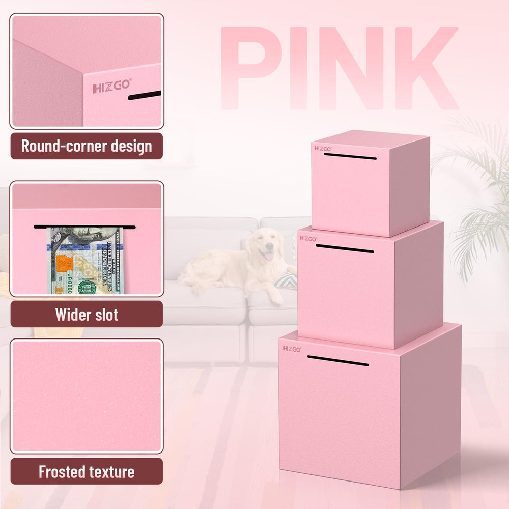 hizgo pink piggy bank top slot close-up emphasizes daily coin contributions
