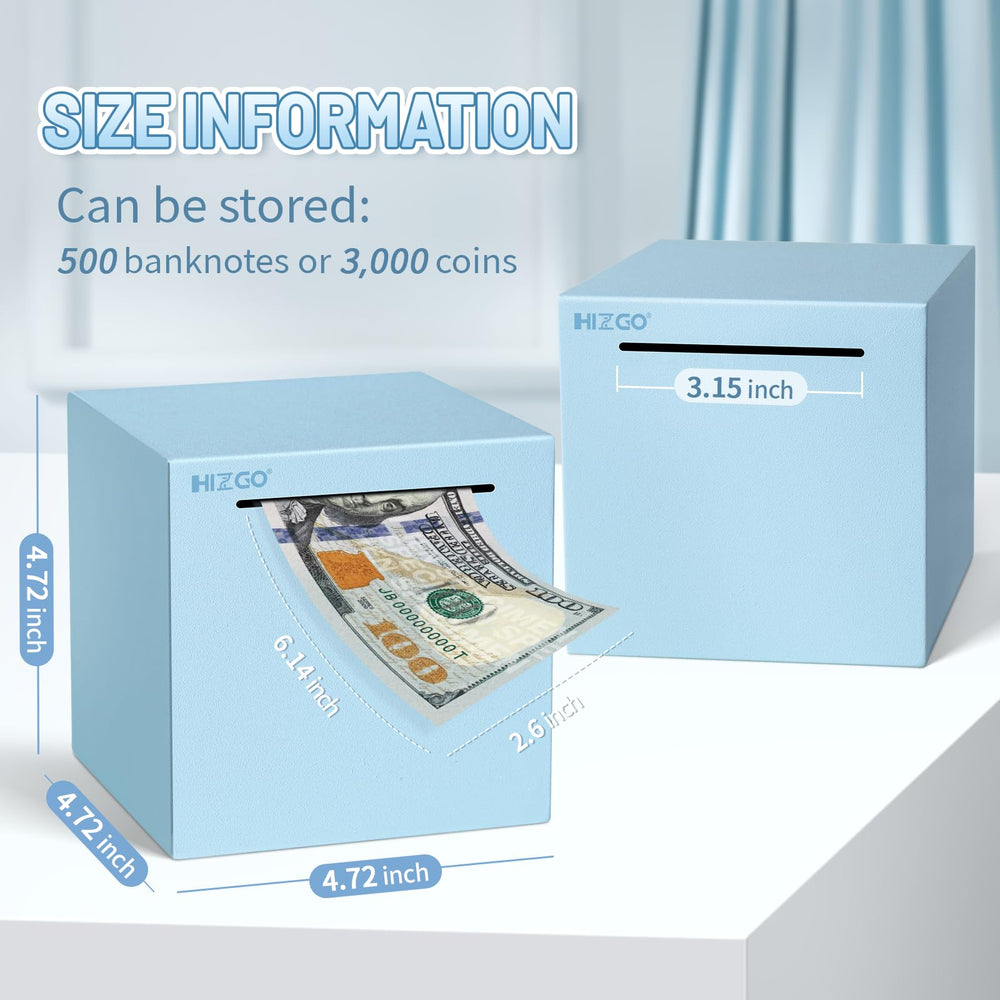 Hizgo Stainless Steel Blue Piggy Bank with frosted finish keeps savings secure and stylish.