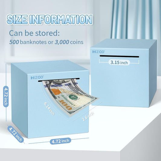 Hizgo Stainless Steel Blue Piggy Bank with frosted finish keeps savings secure and stylish.
