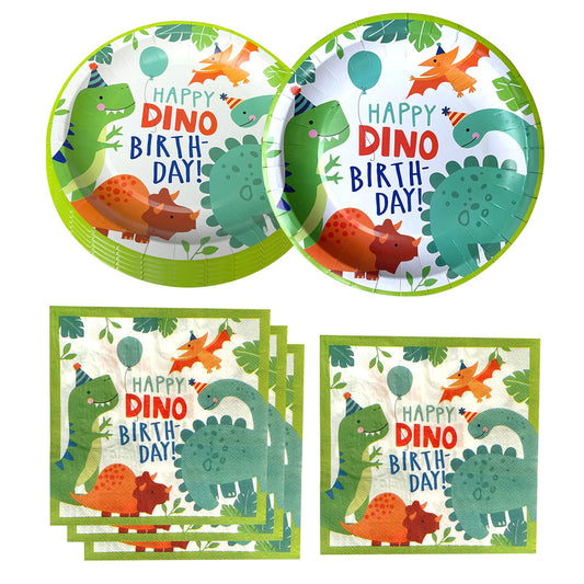 HJFZLY Watercolor Dinosaur Plates for a colorful birthday party with easy cleanup.