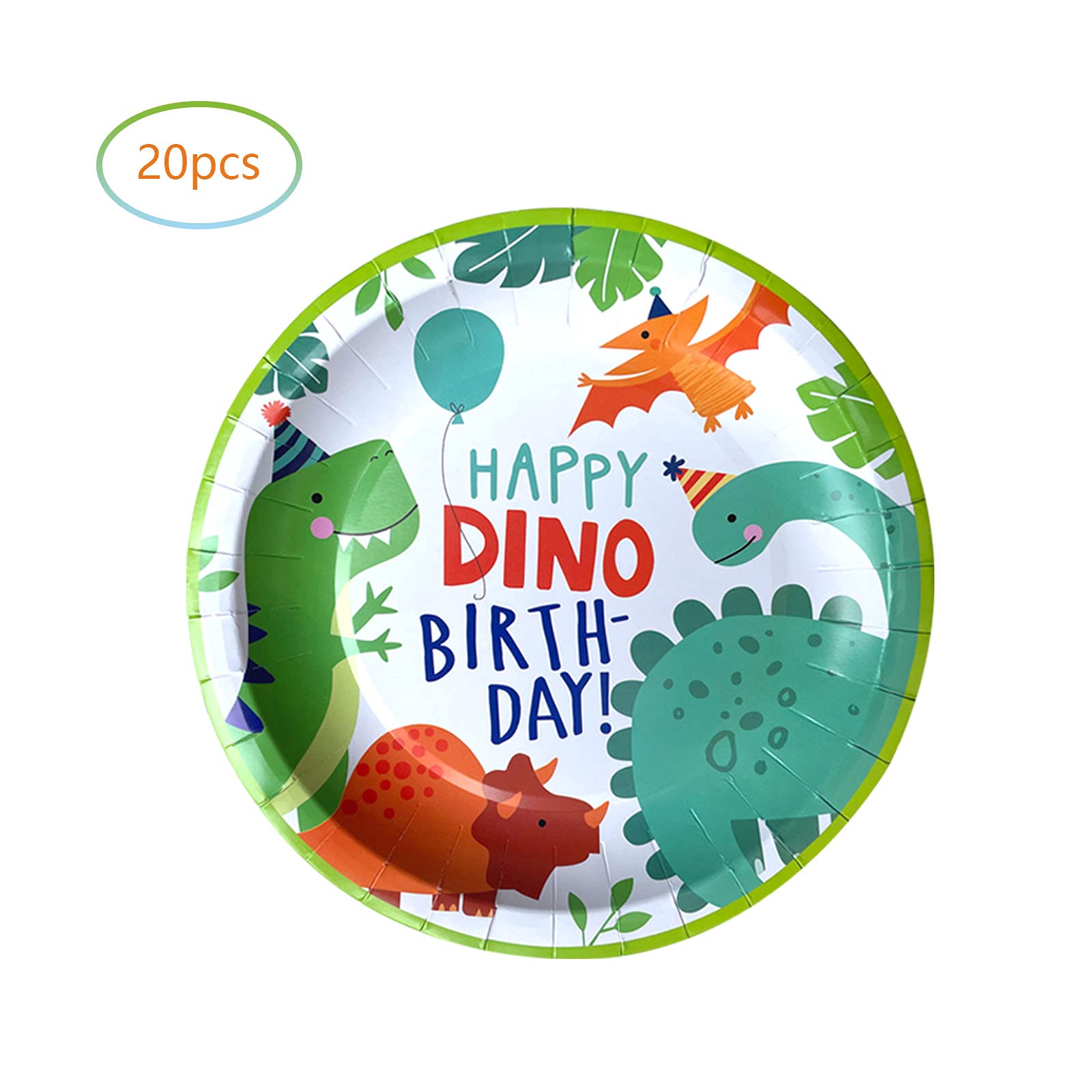 HJFZLY Watercolor Dinosaur Tableware helps set up a cohesive party look.
