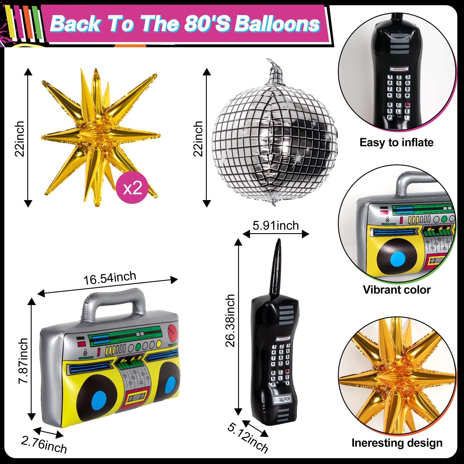 HJINGY latex balloons 81-count provide bold color and festive atmosphere