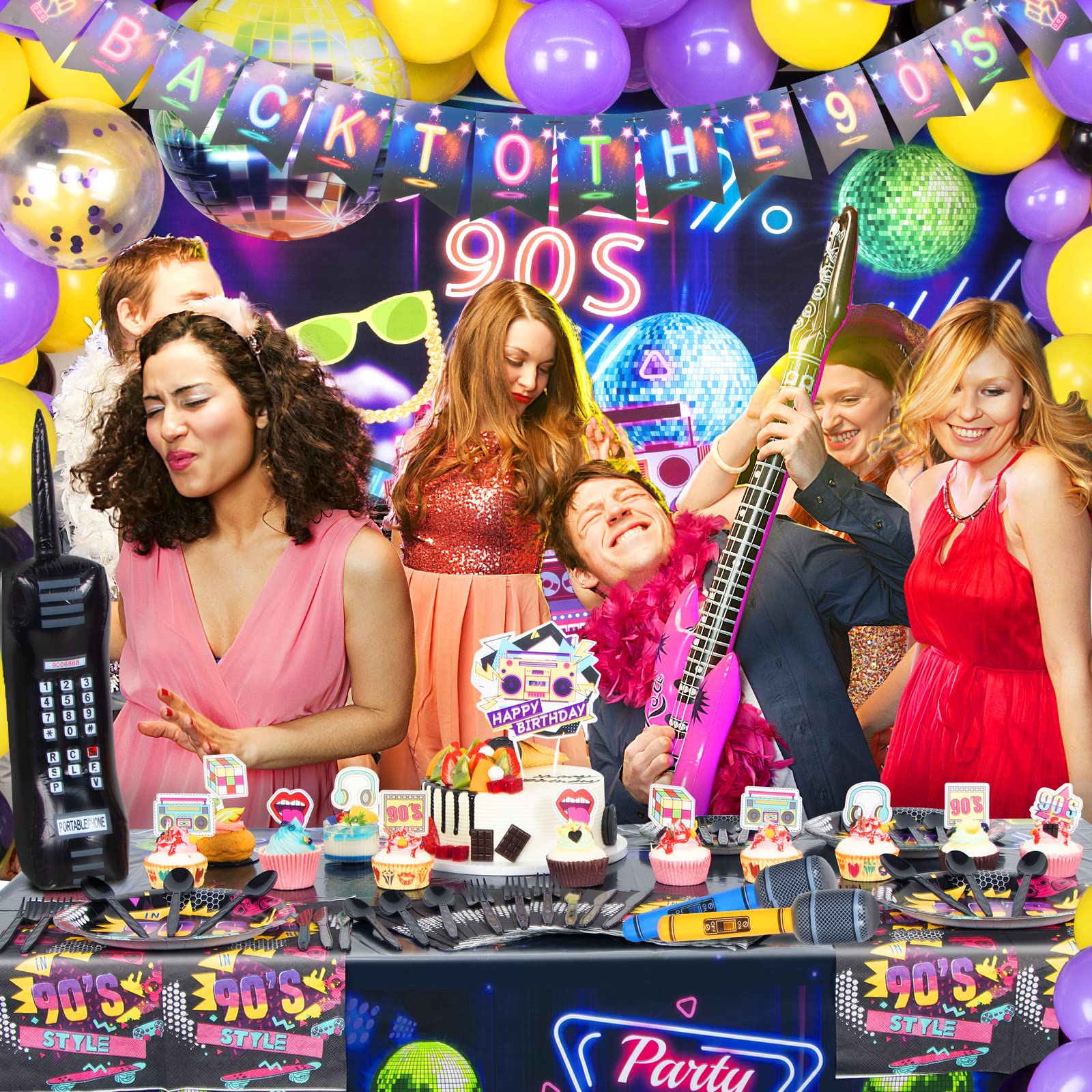 HJINGY 90s inflatable microphone blue enhances karaoke moments and fun.
