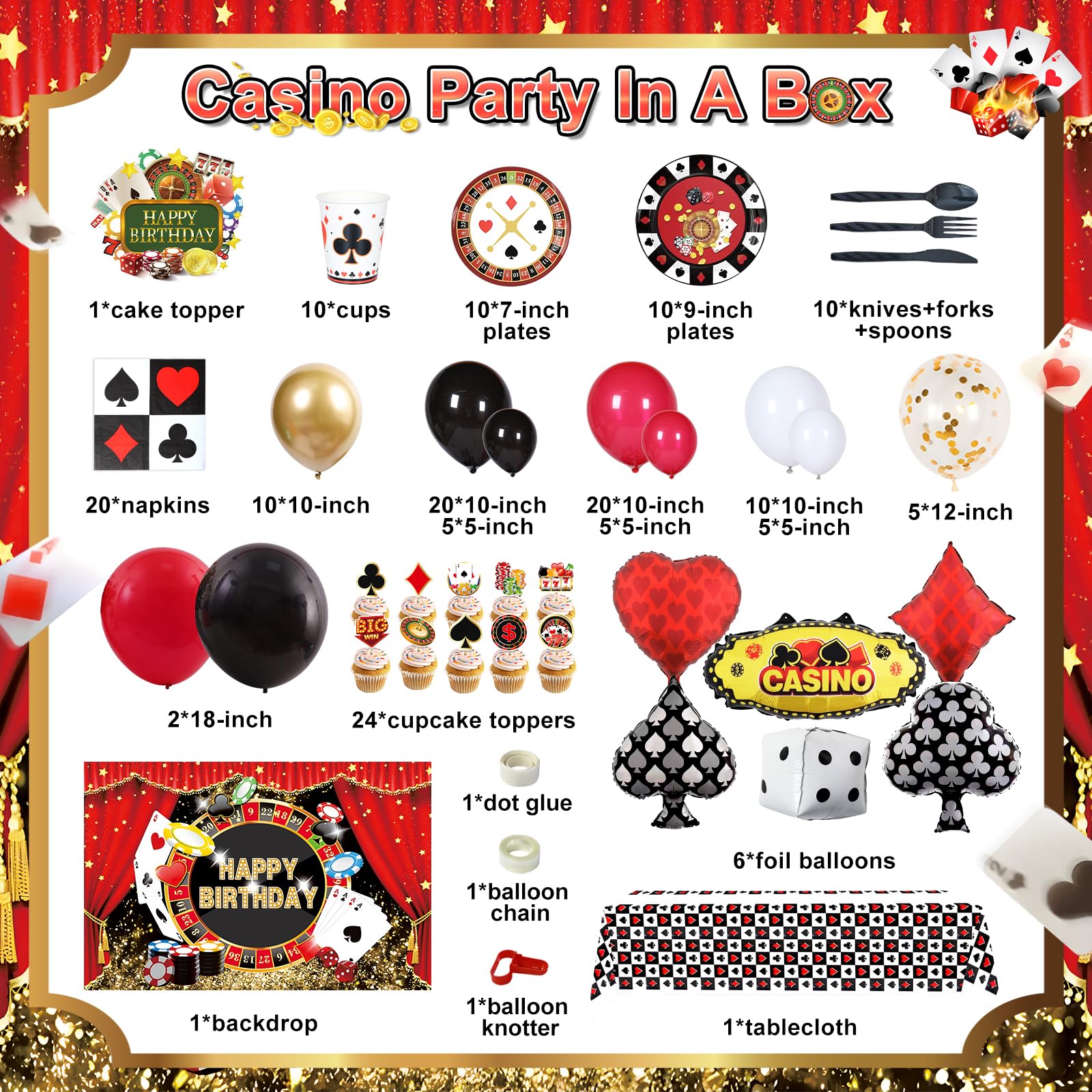 HJINGY casino night backdrop creates a bold focal point for photos and party decor.