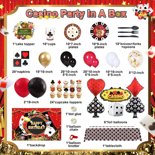 HJINGY casino night backdrop creates a bold focal point for photos and party decor.