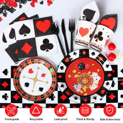 HJINGY casino party plates and napkins coordinate meals with luxe vibes.