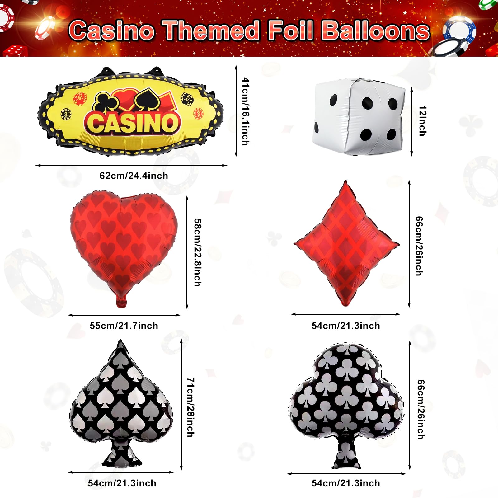 HJINGY casino tablecloth adds sleek red, black, and gold styling to tables.