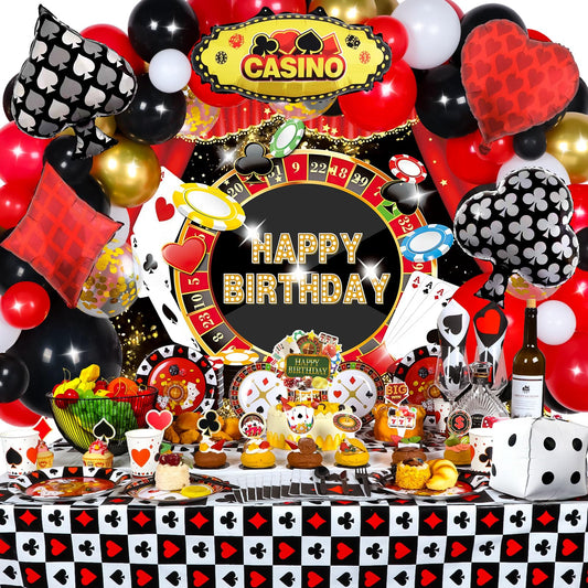 HJINGY casino theme balloons—vibrant accents for a festive Las Vegas style celebration.