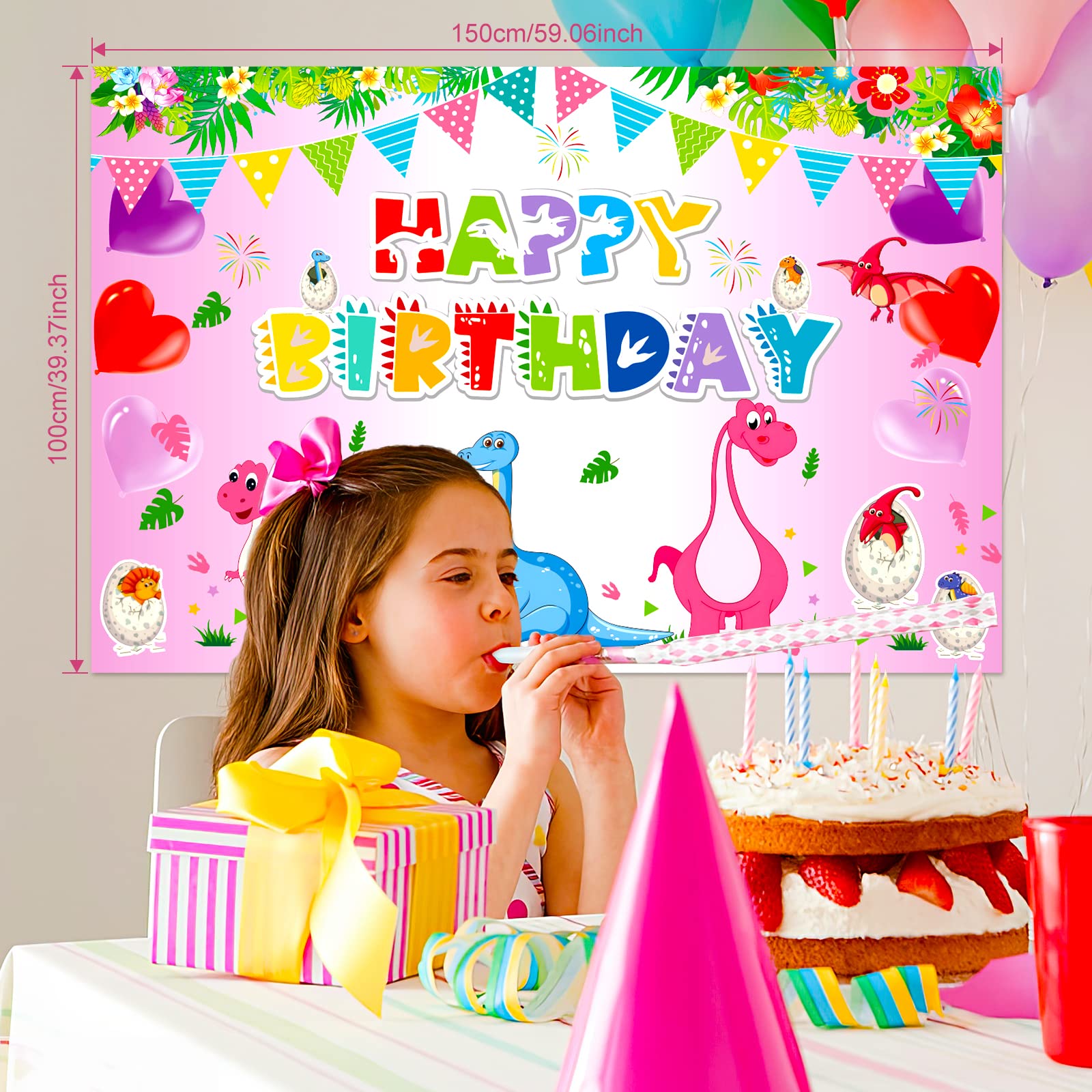 HJINGY light-green dinosaur balloons brighten the pastel party look.