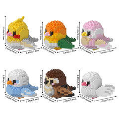 HJPLPXH Parrots micro mini blocks close-up on detailed bird heads and wings for imaginative building.