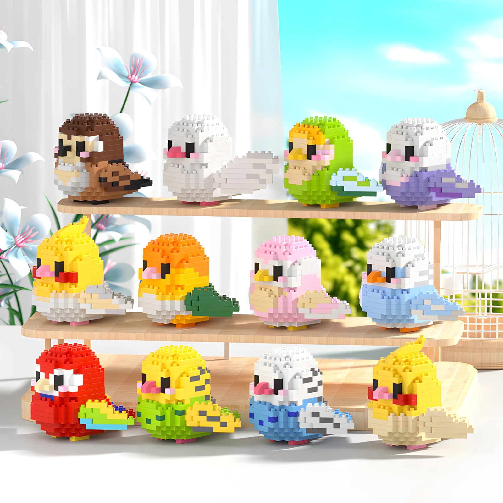 HJPLPXH Completed parrot model showcases tiny-piece craftsmanship.