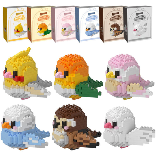 HJPLPXH Parrots micro mini blocks front view showing colorful bird models for creative play.