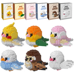 HJPLPXH Parrots micro mini blocks front view showing colorful bird models for creative play.