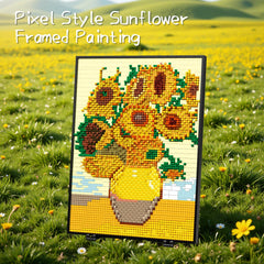 HJPLPXH Pixel art pieces close-up, tiny blocks and color precision.