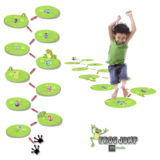 HK Studio number frog hopscotch floor sticker for classrooms boosts active number play