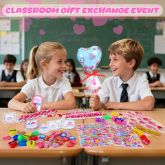 HKKDKTA stationery assortment inside the package, kids-friendly and colorful