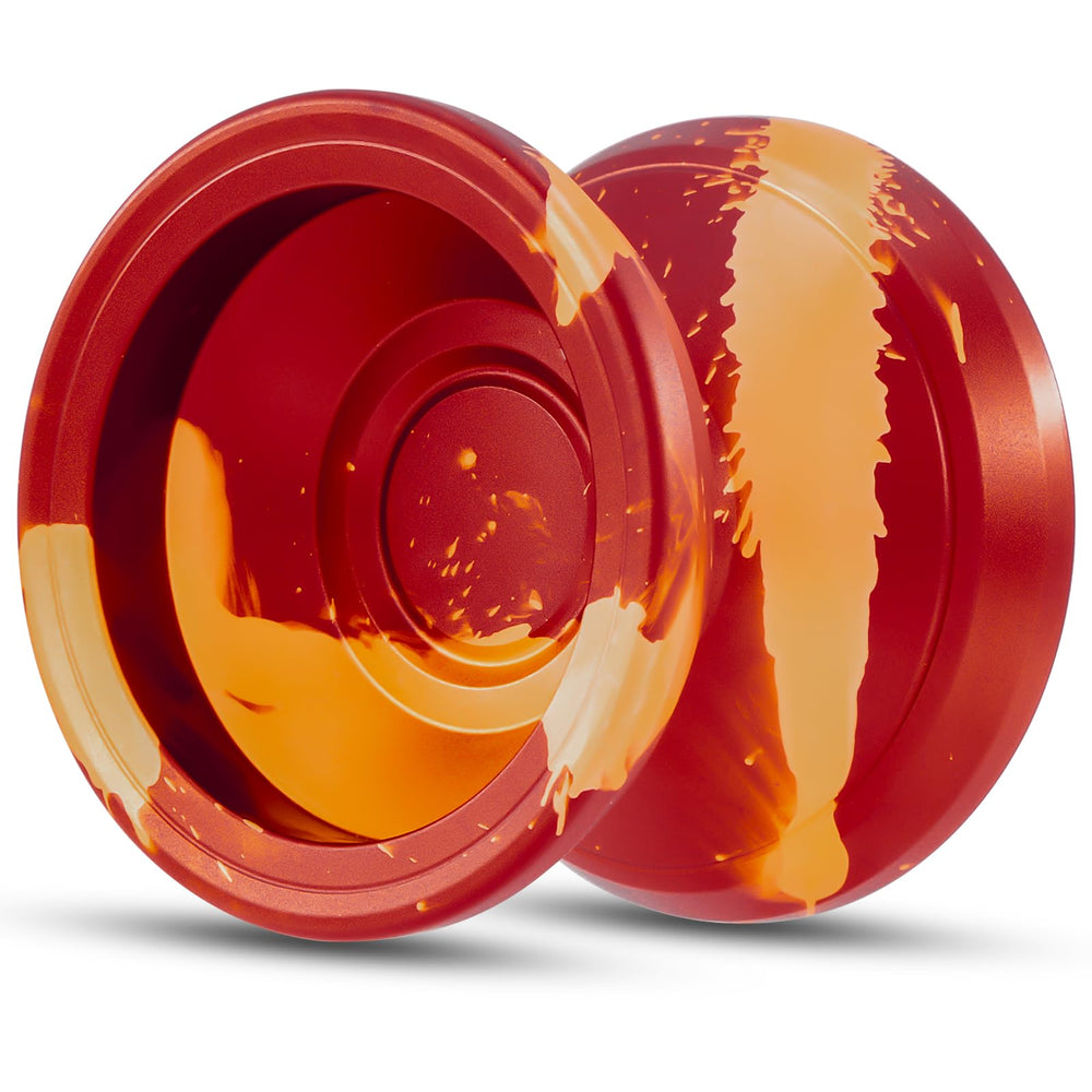 Hksod C2 yoyo golden red front view shows durable aluminum build and balanced spins.