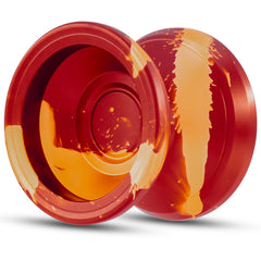 Hksod C2 yoyo golden red front view shows durable aluminum build and balanced spins.