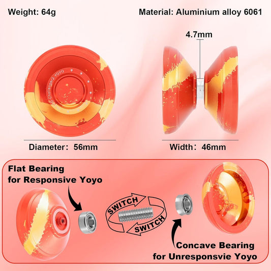 Hksod C2 yoyo golden red side view highlights smooth finish and stable performance.