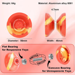 Hksod C2 yoyo golden red side view highlights smooth finish and stable performance.