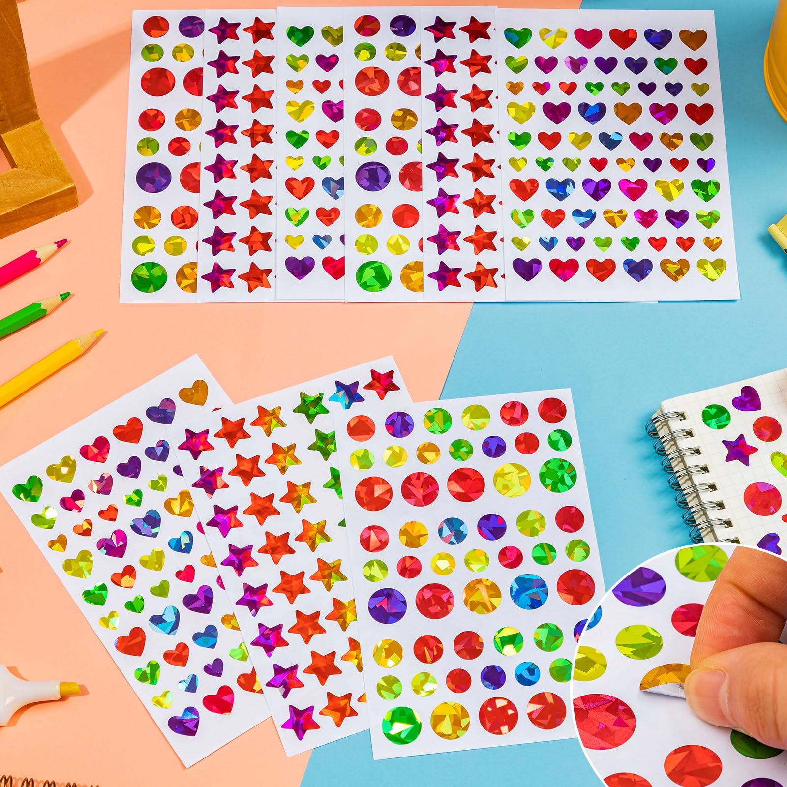 HLARTNET star foil stickers 6x4in sheet add sparkle to crafts.