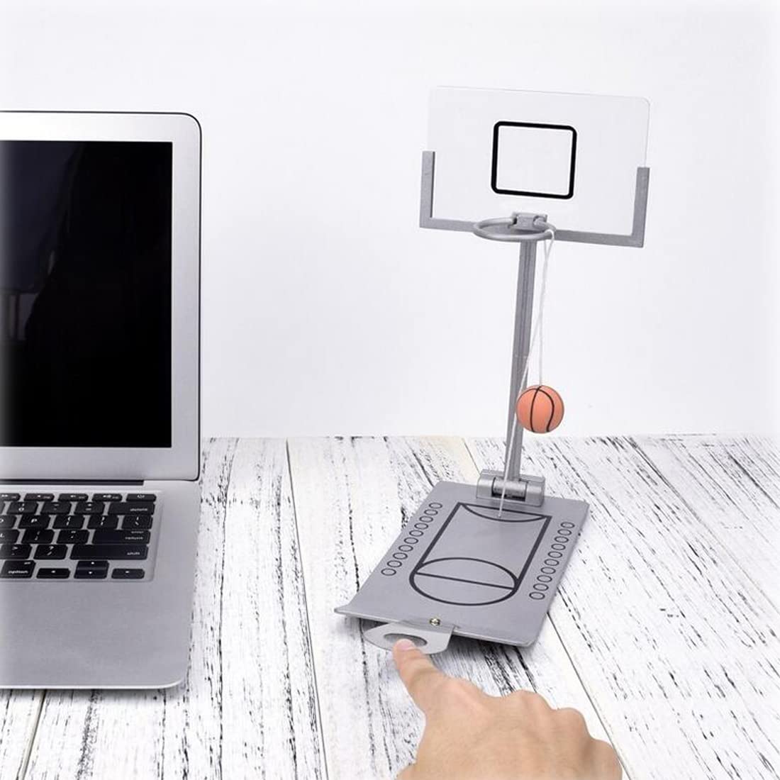 HLJgift desktop mini basketball game folded for easy storage in a desk drawer