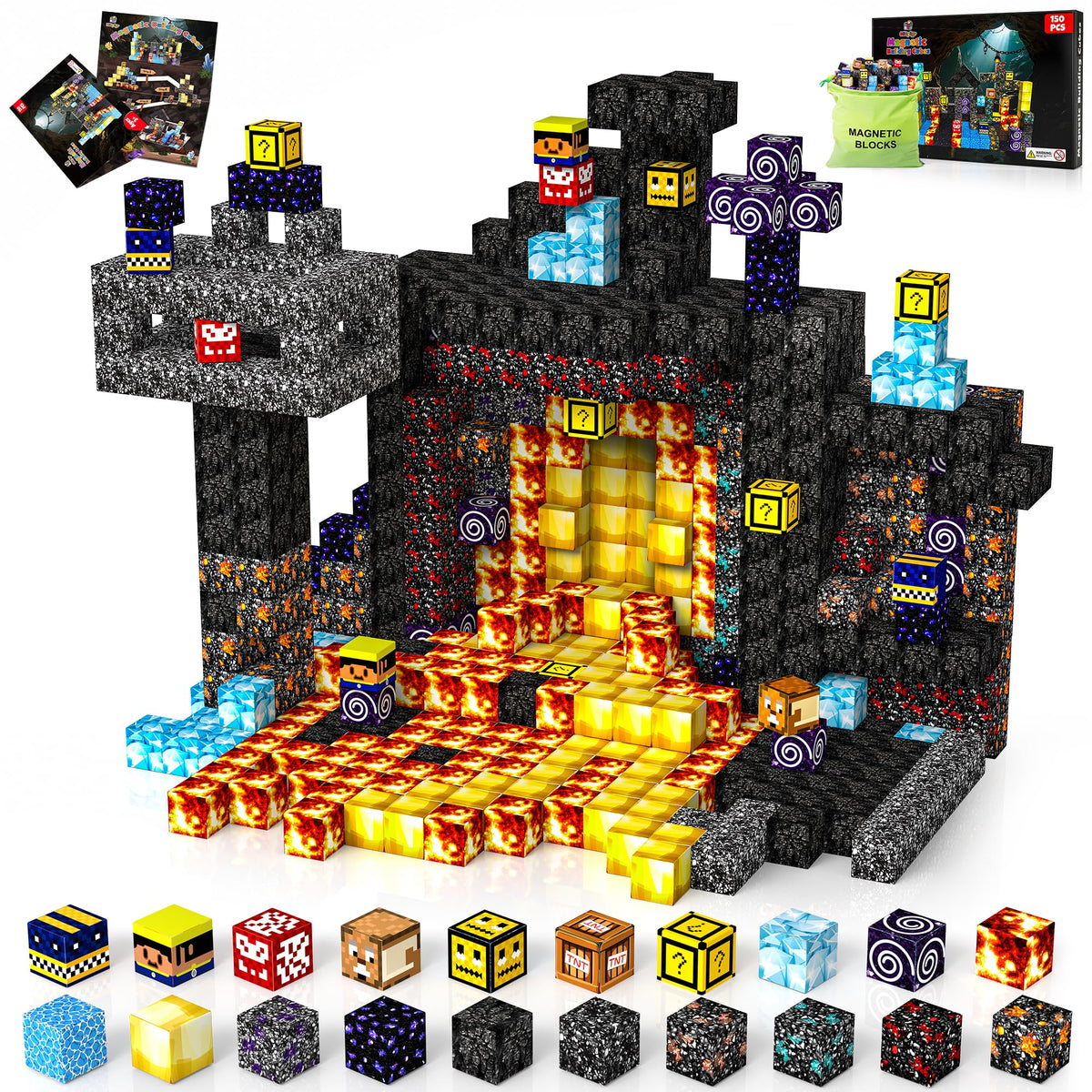 Hltyigr 150pcs magnetic blocks forest scene spark imaginative play and storytelling.