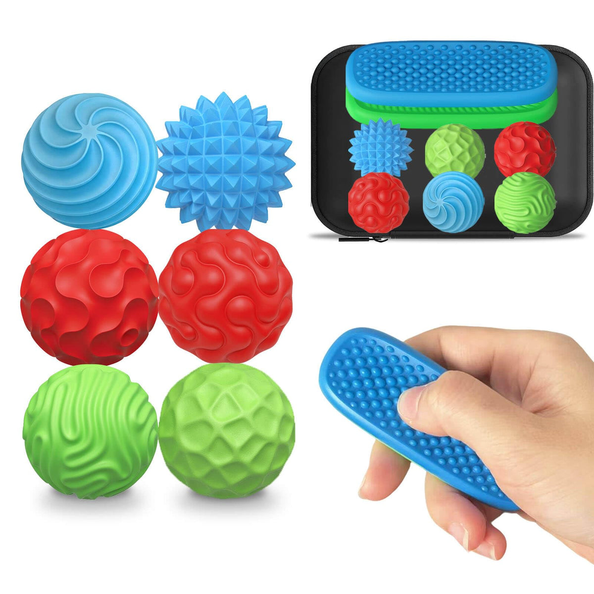 HLXY fidget balls pack with varied textures for tactile focus.