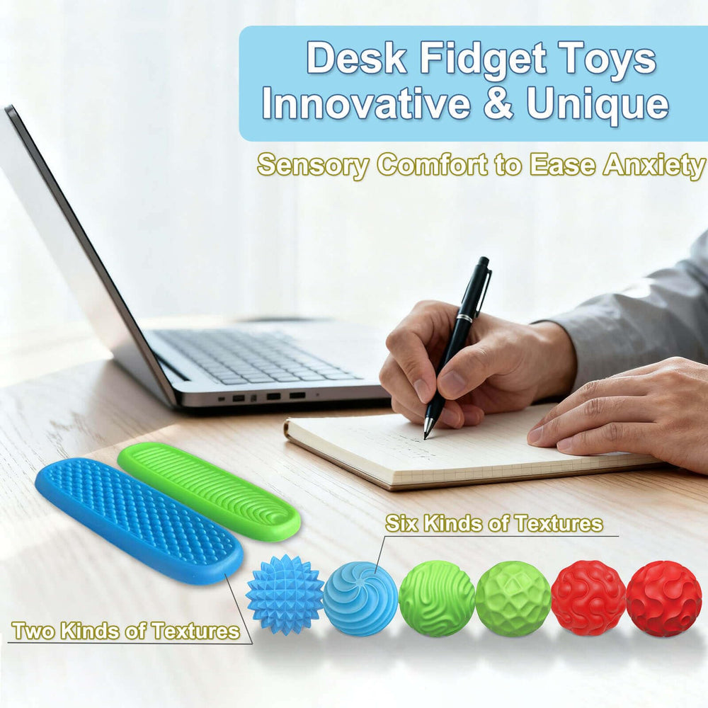 HLXY fidget balls with textured surfaces for kneading and rolling.