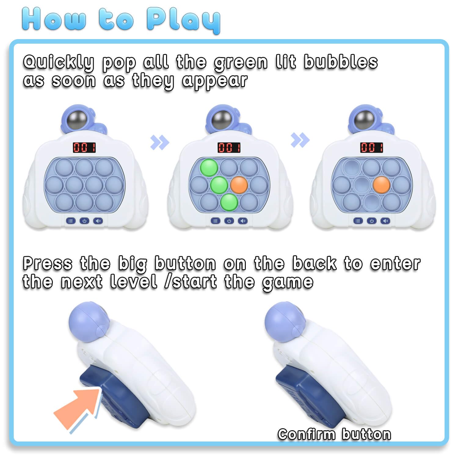 HLXY 12-mode pop game provides quick challenges to improve reaction time and memory.