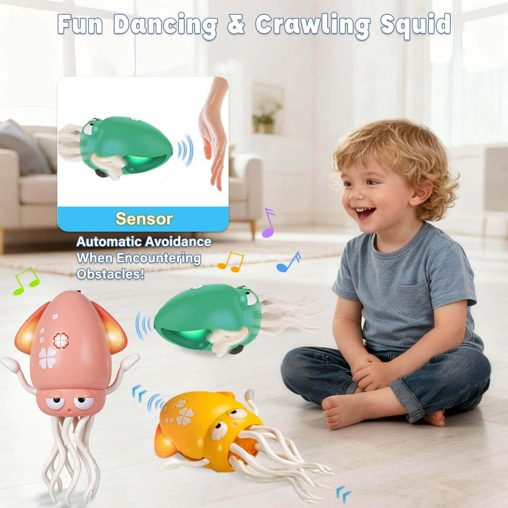 HLXY Octopus crawling toy yellow engages baby with movement and sound