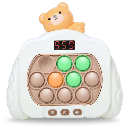 HLXY Quick Push Pop Game Bear front view held for portable fun