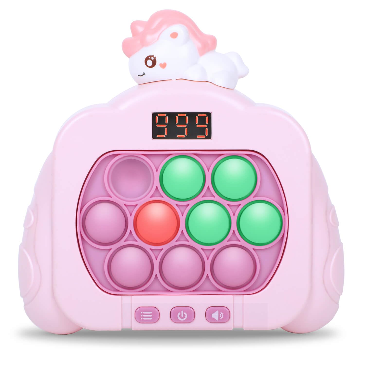 HLXY Quick Push Pop Game Unicorn LED screen for portable fun.
