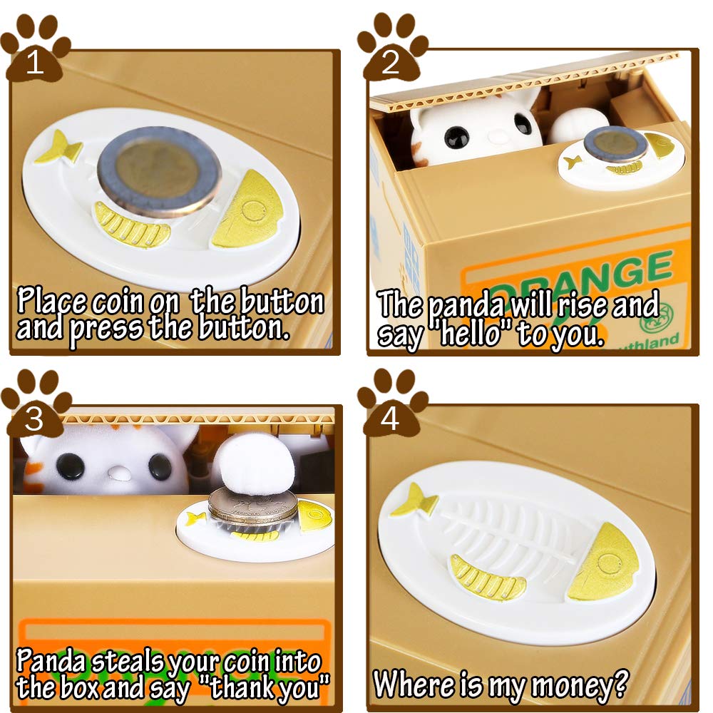 HmiL-U Cat Stealing Money Bank orange large capacity fits multiple coins