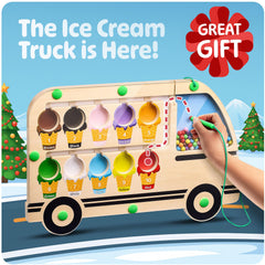HMmagnets ice cream truck maze side view showcasing durable construction for daily play