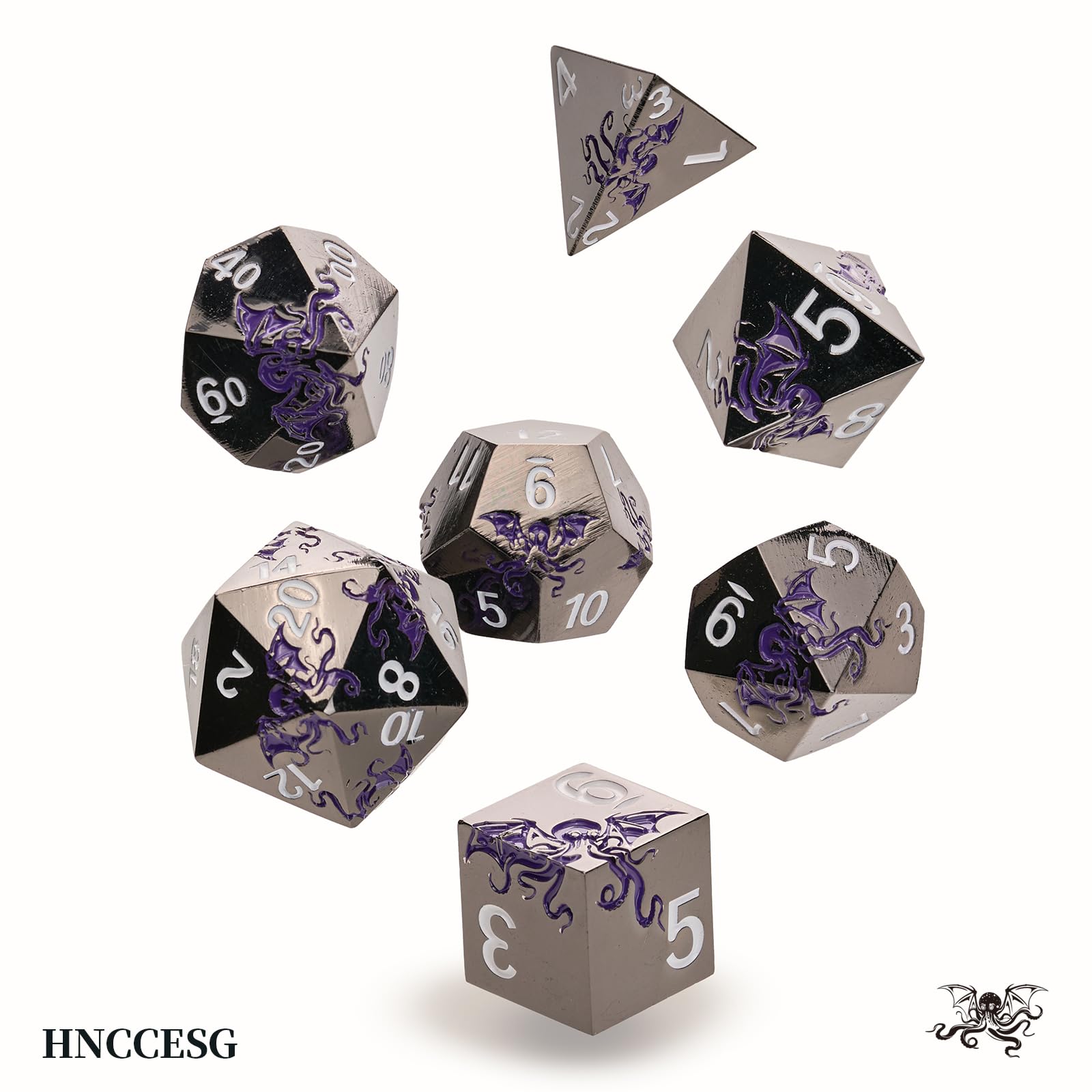 HNCCESG Cthulhu octopus D10 die in shadow purple on black, dramatic results for campaigns