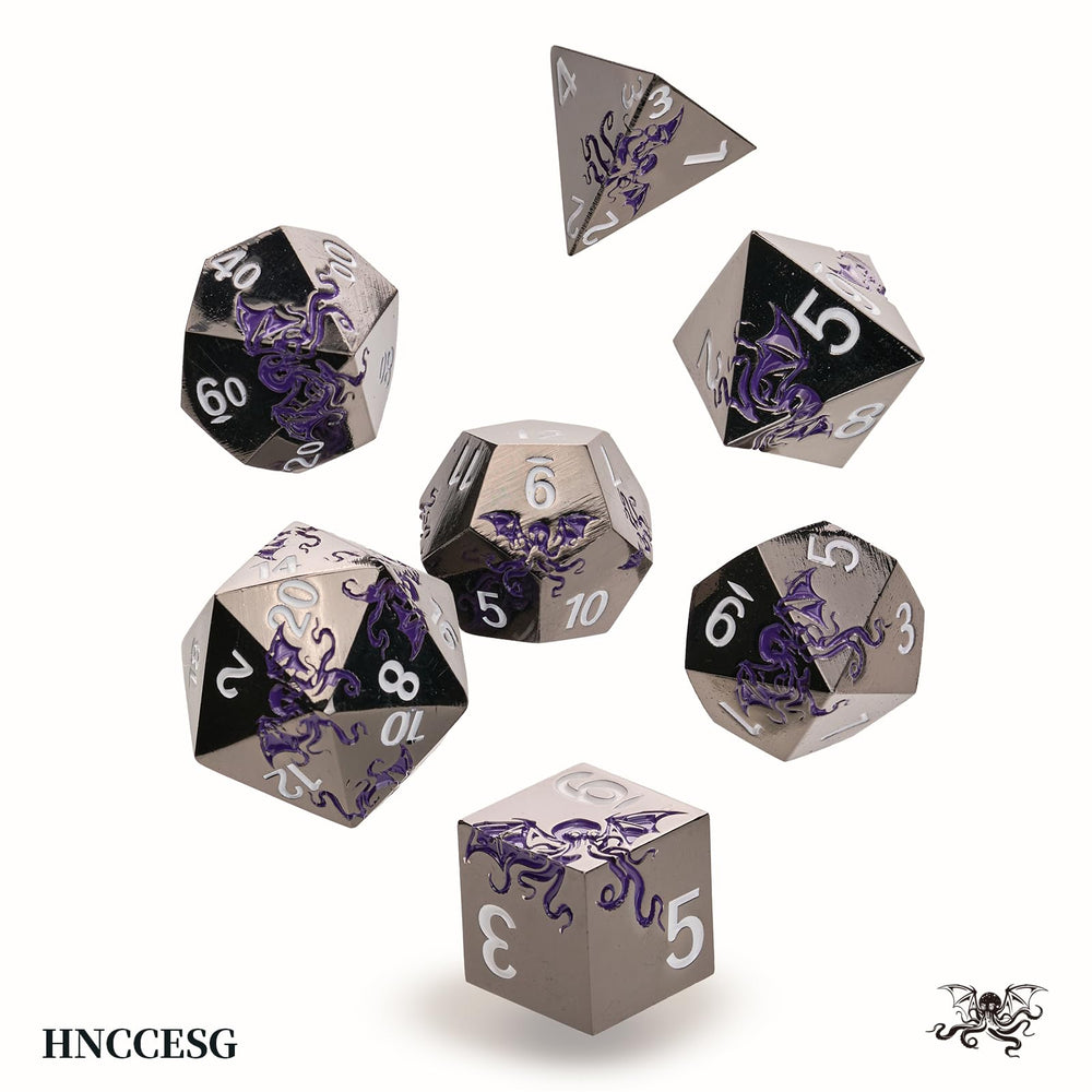HNCCESG Cthulhu octopus D10 die in shadow purple on black, dramatic results for campaigns