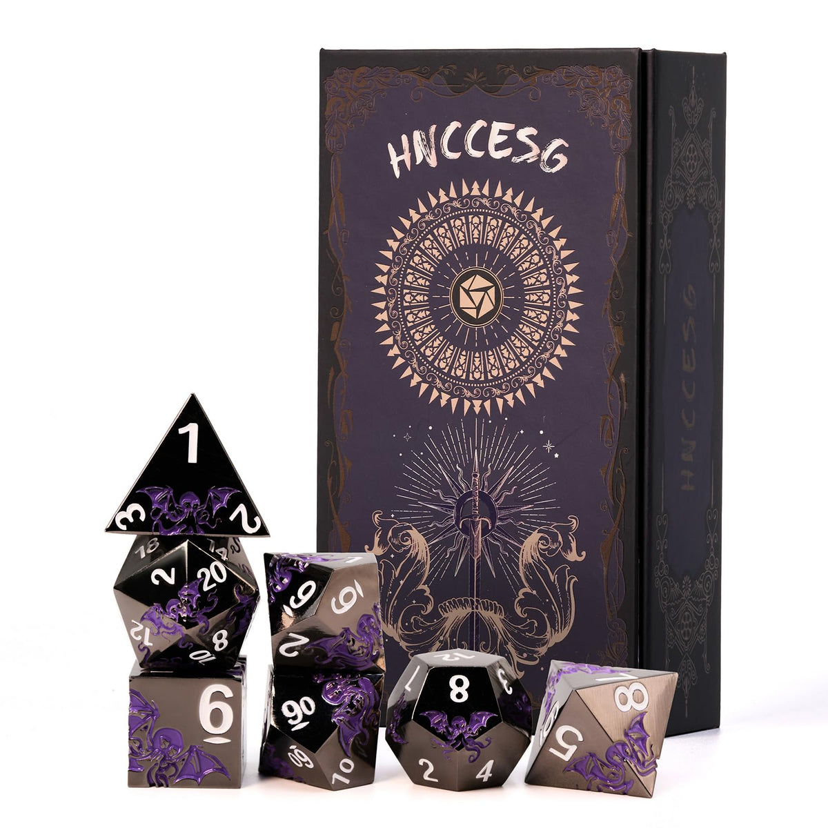 HNCCESG Cthulhu octopus D4 die in shadow purple on black, precise roll for tabletop games