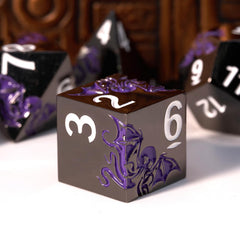 HNCCESG Cthulhu octopus D6 die in shadow purple on black, smooth rolls for adventures