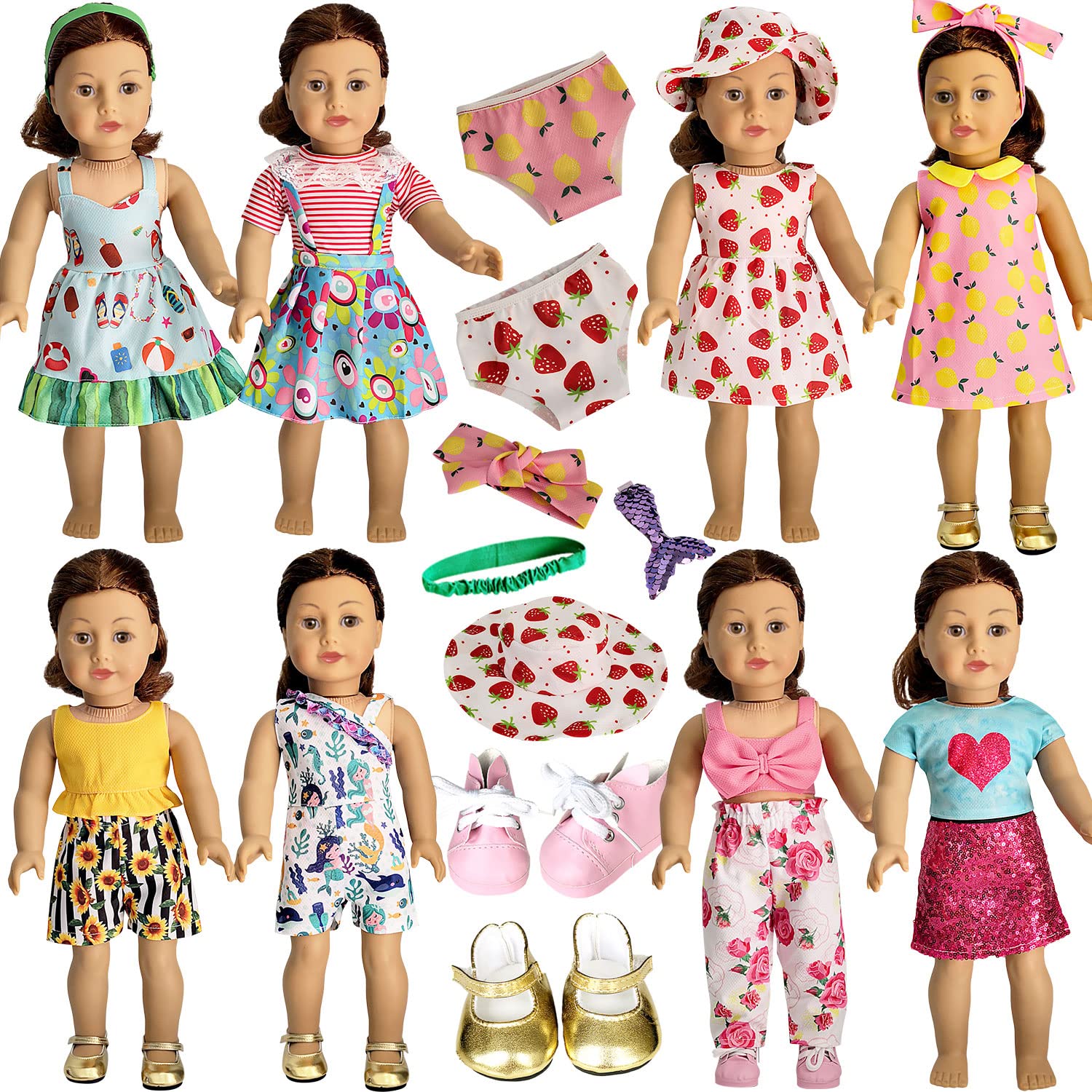 HOAKWA 18-inch doll dress set for imaginative play and easy dressing.