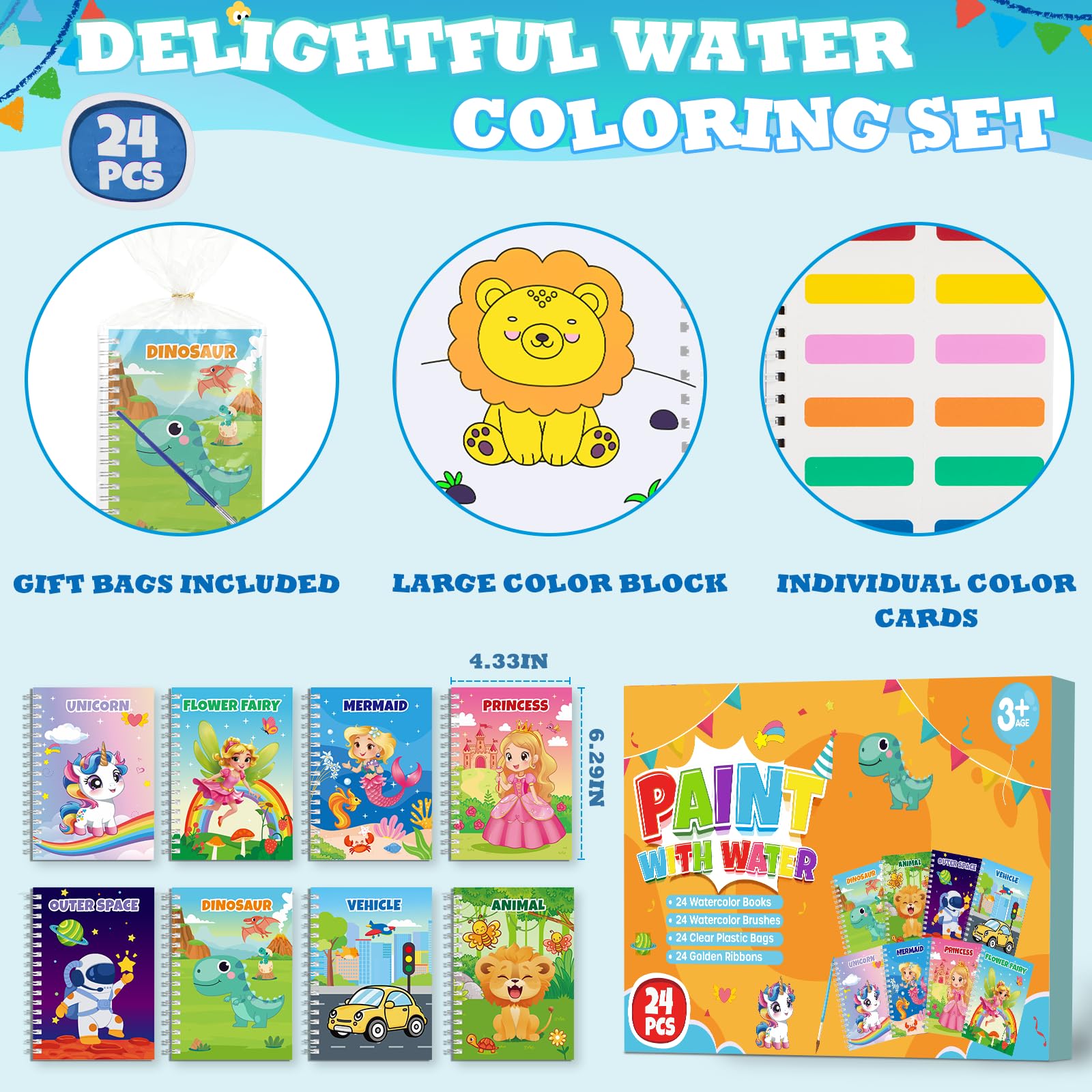 Hoarecal 24 watercolor books featuring unicorns for easy, portable art