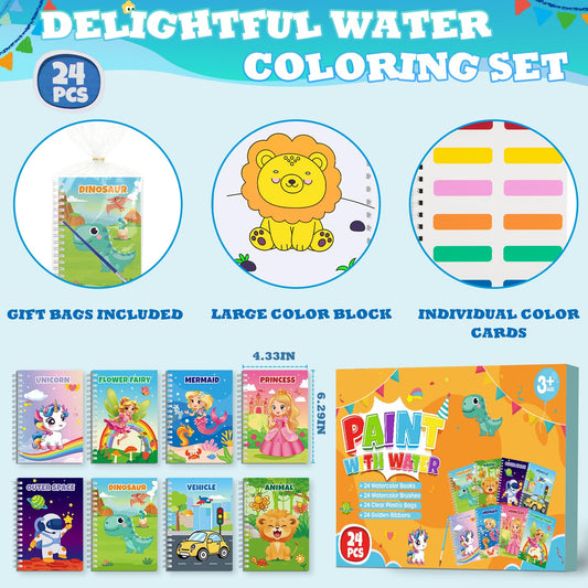 Hoarecal 24 watercolor books featuring unicorns for easy, portable art