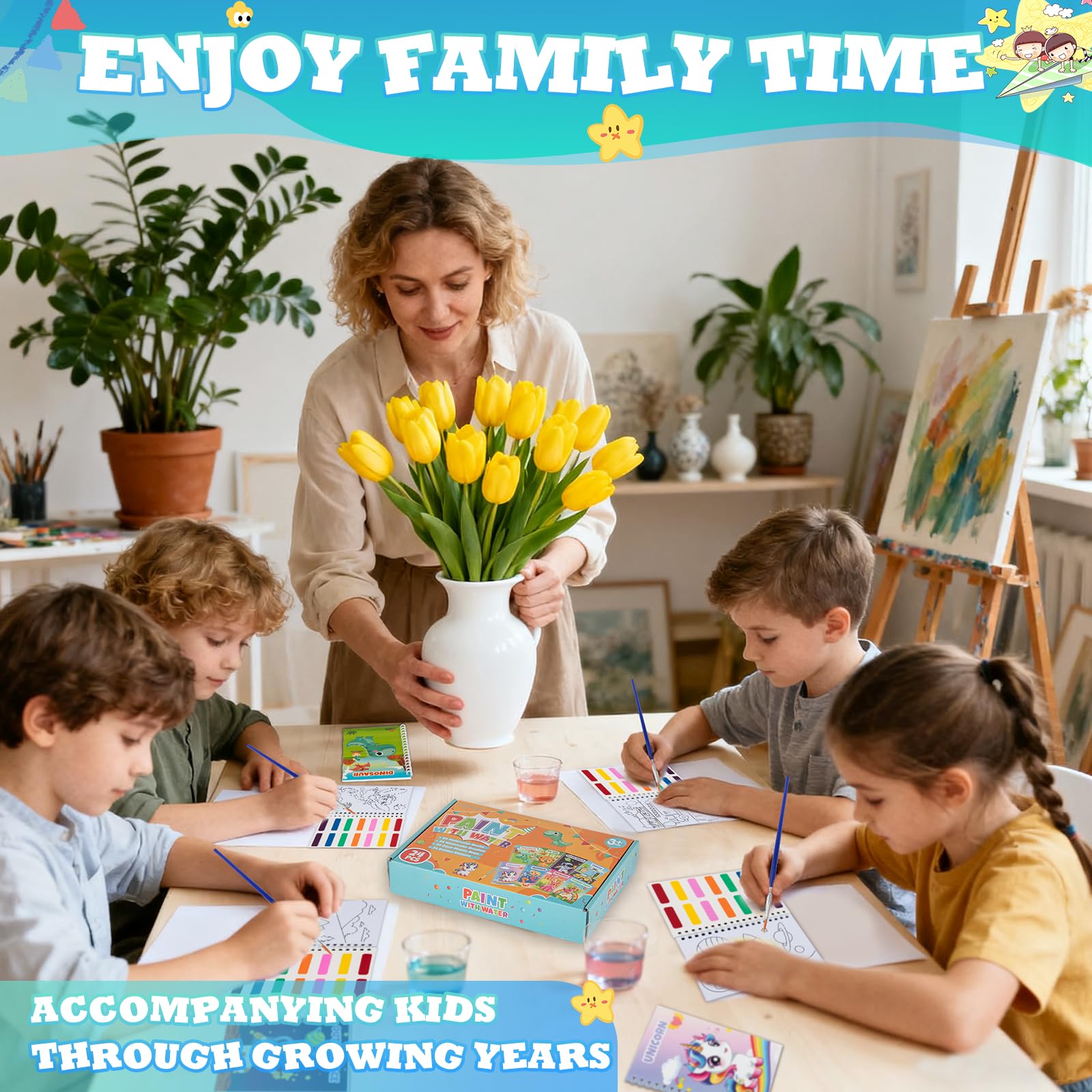 Hoarecal mini watercolor pens included for vibrant, mess-free coloring