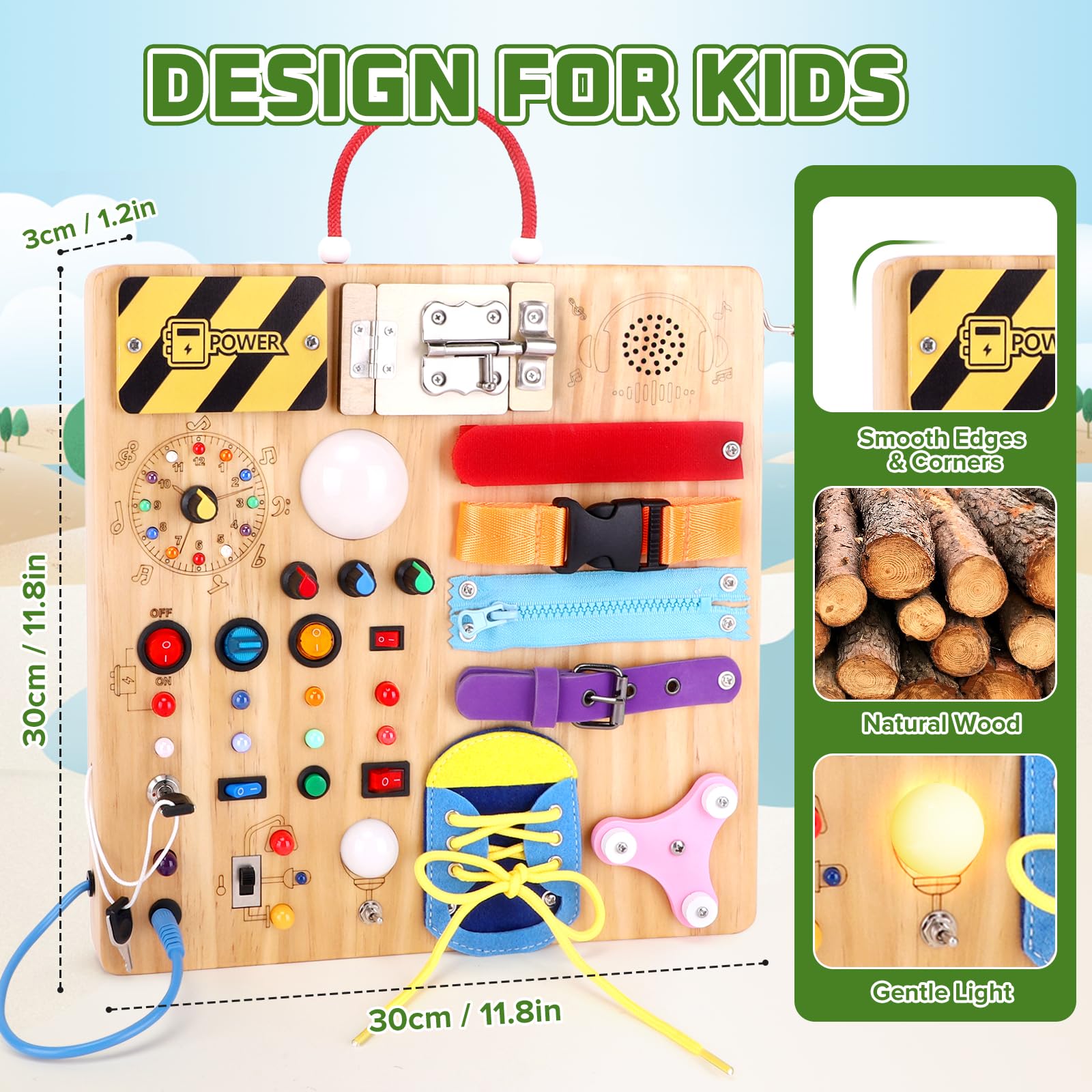 Hoarosall Busy Board zippers encourage hand coordination and focus during pretend play.