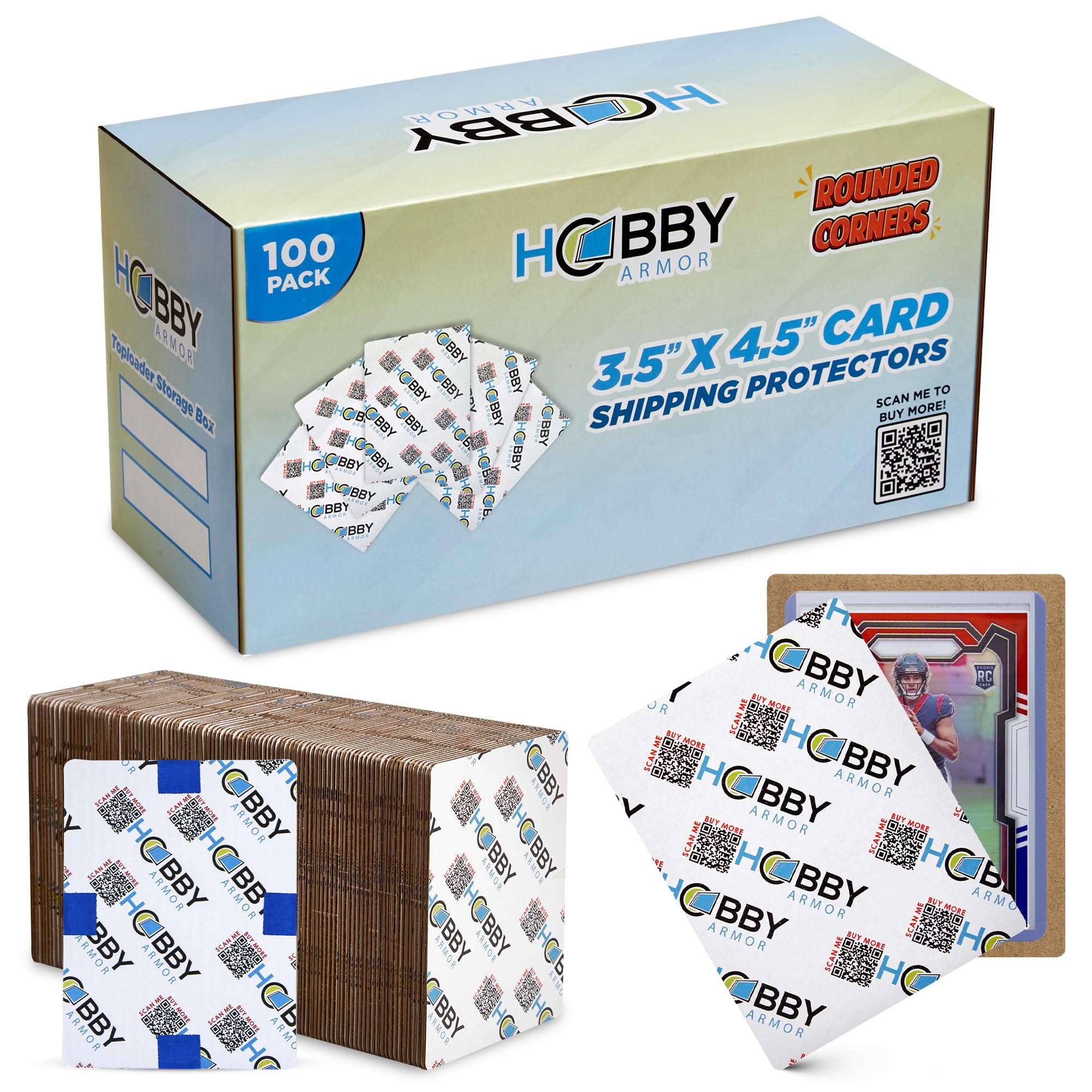 Hobby Armor 100-pack shipping protector, 3.5x4.5 inches, rounded corners for safe card shipments