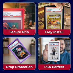 Hobby Defense PSA bumpers blend protection with clear visibility for display-ready slabs.