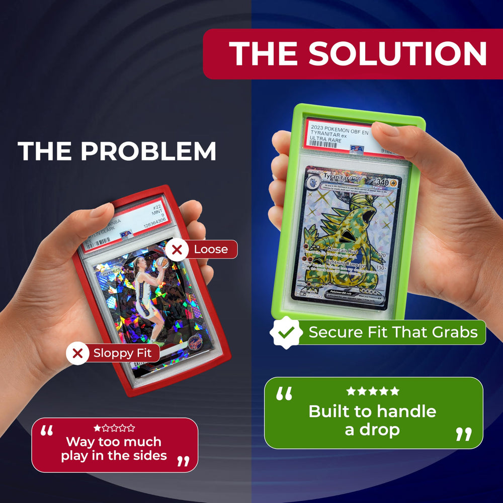 Hobby Defense multicolor PSA bumpers enhance display while preserving full card visibility.