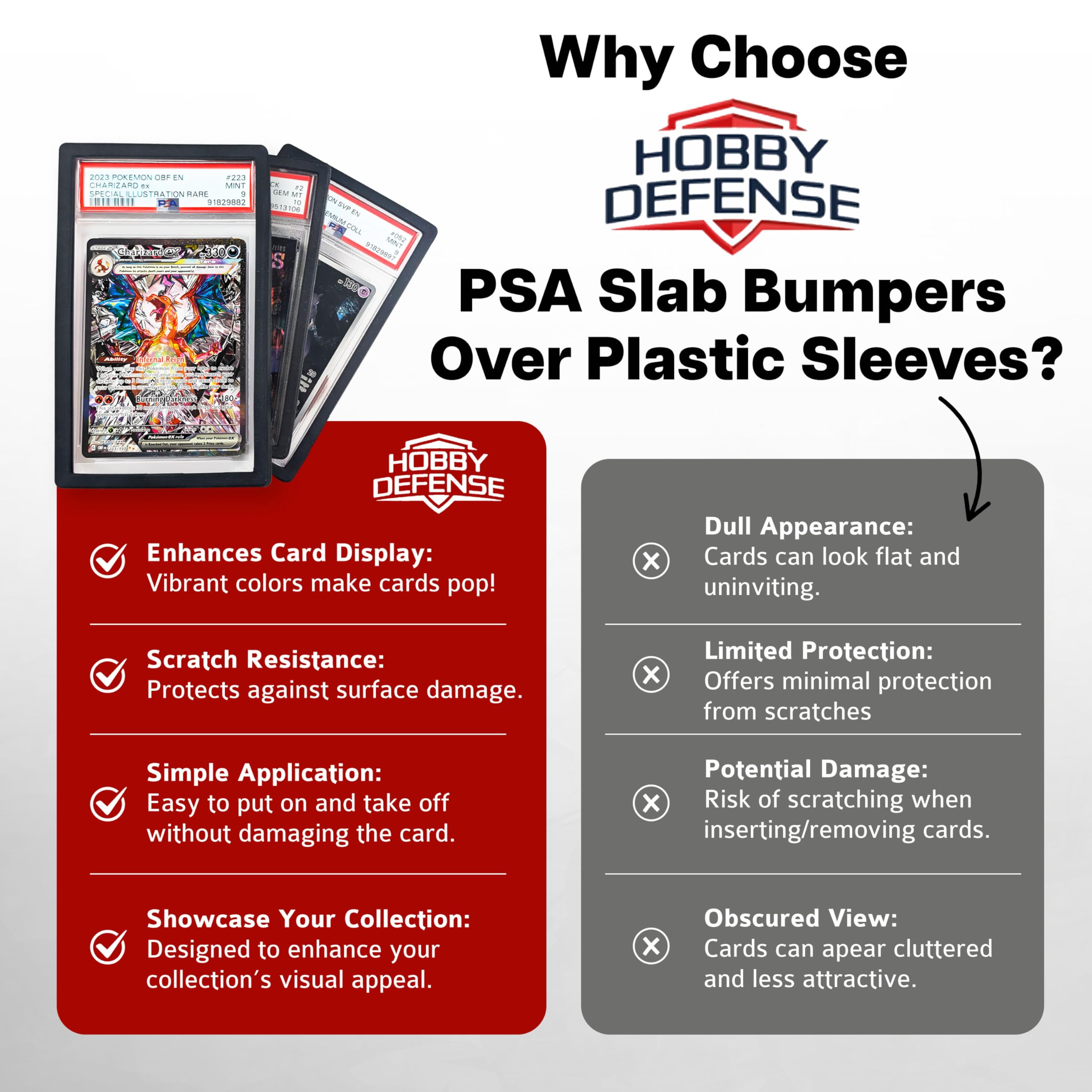 Hobby Defense PSA Slab Bumper secure-display protects slabs while showcasing artwork.